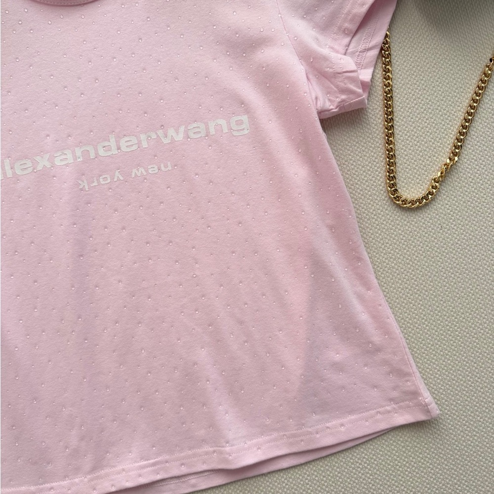 Alexander Wang Pastel Pink Logo Short Sleeve Tee - Picture 6 of 6